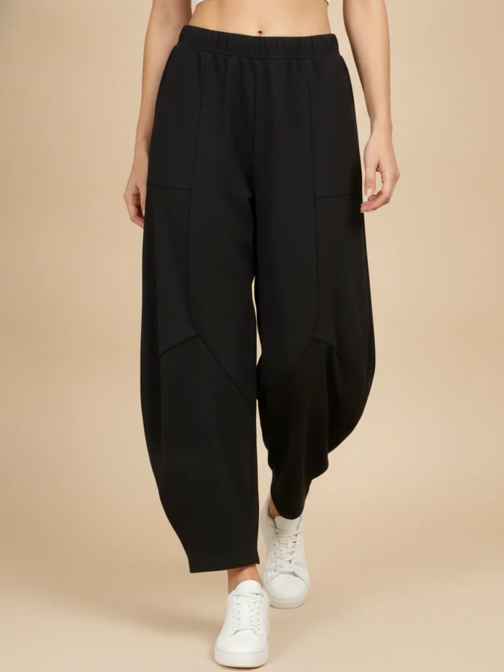Moon Light Black Barrel Wide-Leg Pants Size M